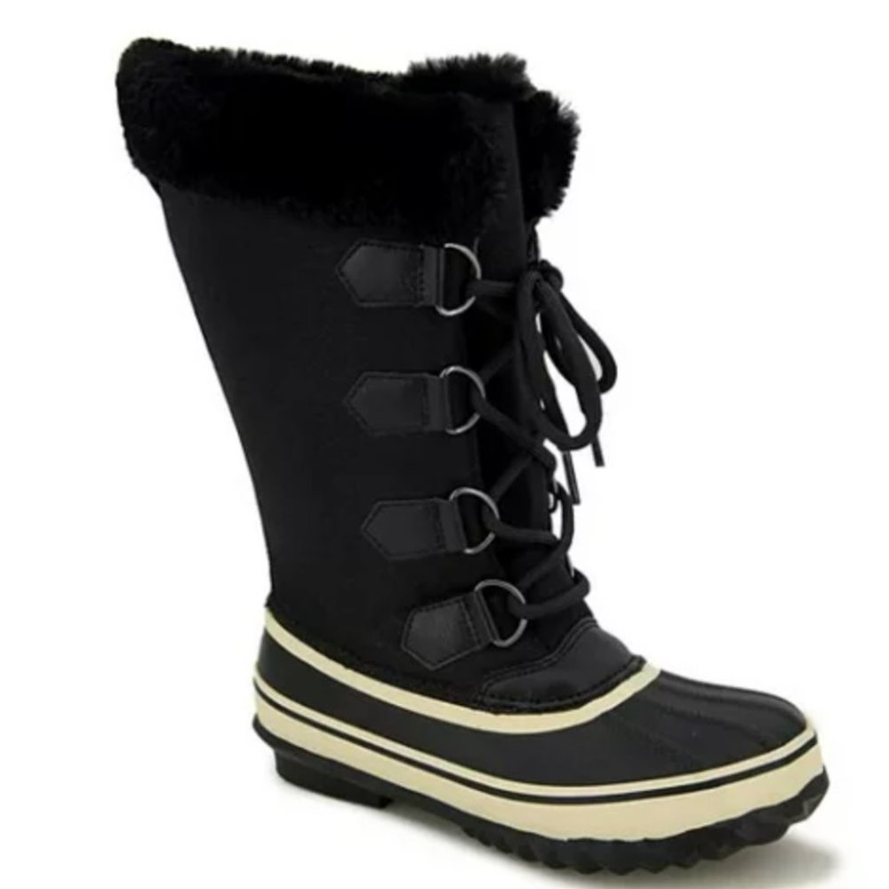 NIB NEW JBU Snowy Tall All Weather Boot, Black SZ-8 Faux Fur